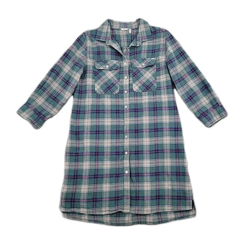 Woolrich Womens Flannel Sleep Shirt Size Medium Laurel Wreath 100% Cotton Button